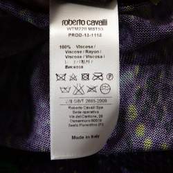 Pre Owned Roberto Cavalli Purple Snake Print Knit Belted Kaftan Top M