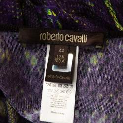 Pre Owned Roberto Cavalli Purple Snake Print Knit Belted Kaftan Top M