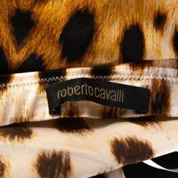 Pre Owned تنوة روبرتو كافالي ماكسي طباعة فهد ساتان بيج L