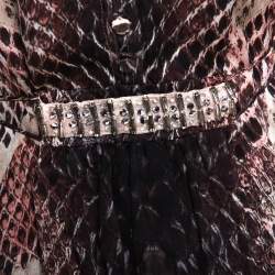 Pre Owned Roberto Cavalli Multicolor Animal Print Silk Embellished Sheer Blouse S