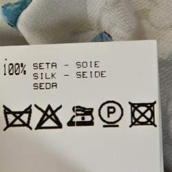 Pre Owned Roberto Cavalli Blue & White Floral Print Silk Sheer Kaftan Top M