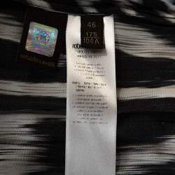 Pre Owned Roberto Cavalli Monochrome Stripe Print Silk Dolman Sleeve Blouse L