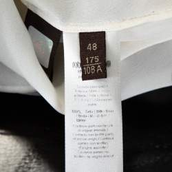 مملوكة مسبقًا Roberto Cavalli Blue Leaf Print Silk Button Front Blouse L