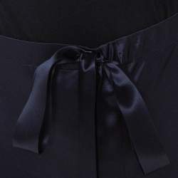 Pre Owned Roberto Cavalli Navy Blue Silk Satin Wide Leg Pants L