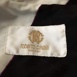 Pre Owned Roberto Cavalli Cream Printed Belted Trench Coat S