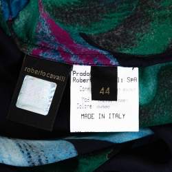 Pre Owned بلوزة روبرتو كافالي حرير بطيات أزرق كحلي مورد مقاس متوسط (ميديوك)