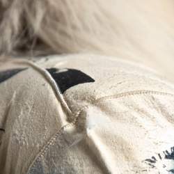 Pre Owned Roberto Cavalli Cream Floral Print Leather Fur Lined Coat L