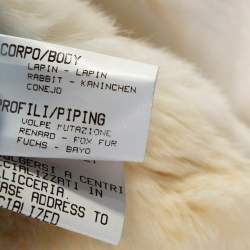 Pre Owned Roberto Cavalli Cream Floral Print Leather Fur Lined Coat L