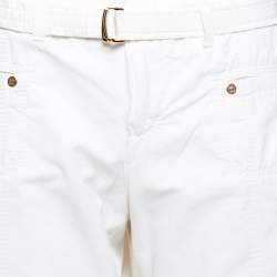 مملوكة مسبقًا بنطلون روبرتو كافالي كارغو قطن أبيض مخلوط مقاس كبير (لارج)