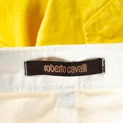Pre Owned Roberto Cavalli Yellow Denim Painted Effect Flared Jeans L 