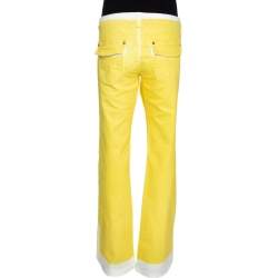 Pre Owned Roberto Cavalli Yellow Denim Painted Effect Flared Jeans L 