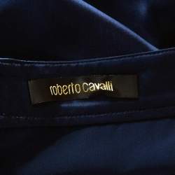 مملوكة مسبقًا تنورة روبرتو كافالي ماكسي ساتان حرير كحلي L