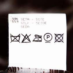 Pre Owned Roberto Cavalli Brown Printed Silk Front Slit Detail Sheer Maxi Kaftan L