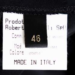 Pre Owned Roberto Cavalli Black Silk Satin Pocket Detail Flared Skirt L
