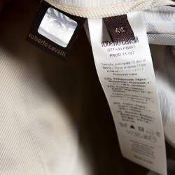 Pre Owned Roberto Cavalli Beige Leopard Printed Cotton Blend Belted Trench Coat M