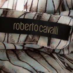 Pre Owned Roberto Cavalli Multicolor Feather Printed Silk Gypsy Blouse L