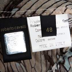 Pre Owned Roberto Cavalli Multicolor Feather Printed Silk Gypsy Blouse L