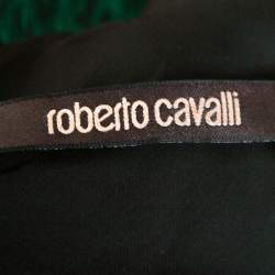 Pre Owned قفطان روبرتو كافالي ديرابيه طويل ماكسي حرير مطبوع مزخرف أجنحة أخضر وسط (ميديوم)