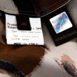 مملوكة مسبقًا Roberto Cavalli Beige Printed Silk Satin Flared Maxi Skirt L