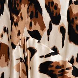 مملوكة مسبقًا Roberto Cavalli Beige Printed Silk Satin Flared Maxi Skirt L
