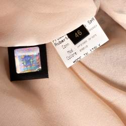 مملوكة مسبقًا Roberto Cavalli Cream Animal Print Silk Pleated Faux Wrap Skirt L