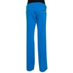 Pre Owned Roberto Cavalli Blue Stretch Cotton Straight Leg Jeans L