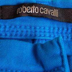 Pre Owned Roberto Cavalli Blue Stretch Cotton Straight Leg Jeans L