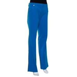Pre Owned Roberto Cavalli Blue Stretch Cotton Straight Leg Jeans L