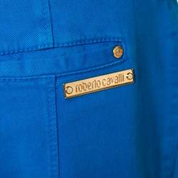 Pre Owned Roberto Cavalli Blue Stretch Cotton Straight Leg Jeans L