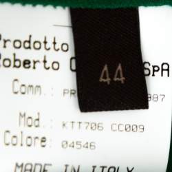 Pre Owned Roberto Cavalli Green Silk Neck Tie Detail Long Sleeve Blouse M