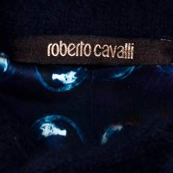 Pre Owned Roberto Cavalli Navy Blue Mohair Short Sleeve Jacket M