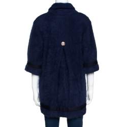 Pre Owned Roberto Cavalli Navy Blue Mohair Short Sleeve Jacket M