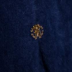 Pre Owned Roberto Cavalli Navy Blue Mohair Short Sleeve Jacket M