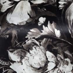 Pre Owned Roberto Cavalli Monochrome Printed Silk & Knit Short Sleeve Turtleneck Top L