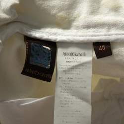 Pre Owned بنطلون جينز روبرتو كافالي فضفاض قطن منقوش وطباعة زهور أبيض L