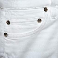 Pre Owned Roberto Cavalli White Denim Logo Embroidered Skinny Jeans S 