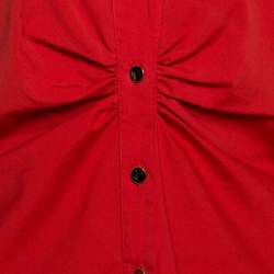 Pre Owned Roberto Cavalli Red Stretch Cotton Button Front Shirt L
