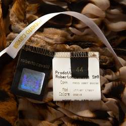 Pre Owned بلوزة روبرتو كافالي قفطان مجمع حرير طباعة حيوان بيج M