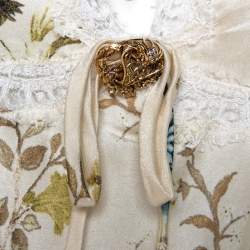 Pre Owned Roberto Cavalli Cream Floral Shimmer Print Silk Lace Trim Camisole L