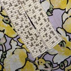 Pre Owned Roberto Cavalli Yellow Printed Cotton Bead Embellished Top L
