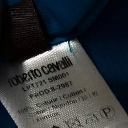 Pre Owned Roberto Cavalli Blue Cotton Tiered Sleeve Pintucked Detail Shirt L