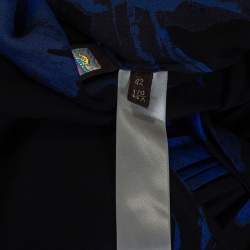 Pre Owned Roberto Cavalli Blue Printed Silk Bead Embellished Kimono Top M