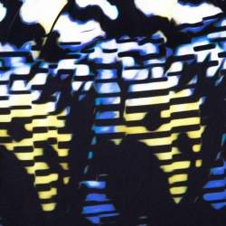 Pre Owned توب روبرتو كافالي بلا أكمام جيرسيه ستريتش مطبوع أسود M