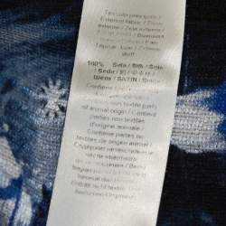 Pre Owned Roberto Cavalli Blue Printed Silk Ruffled Blouse S