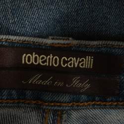 Pre Owned Roberto Cavalli Blue Denim Embroidered & Embellished Jeans M