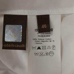 Pre Owned بلوزة روبرتو كافالي حافة دانتيل حلقة قطن بيضاء