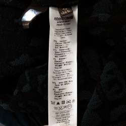 Pre Owned فستان روبرتو كافالي حافة منفوشة جاكارد نقشة الفهد أزرق مخضر مقاس وسط (ميديوم)