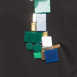 Pre Owned Roberto Cavalli Black Embellished Mesh Trimmed Jersey Maxi Dress M