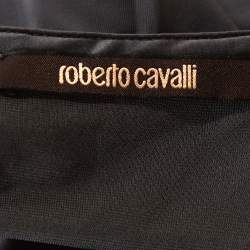 Pre Owned Roberto Cavalli Grey Draped Jersey Brooch Detail Short Dress S