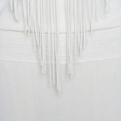 Roberto Cavalli Off White Knit Fringed Sleeveless Maxi Dress M